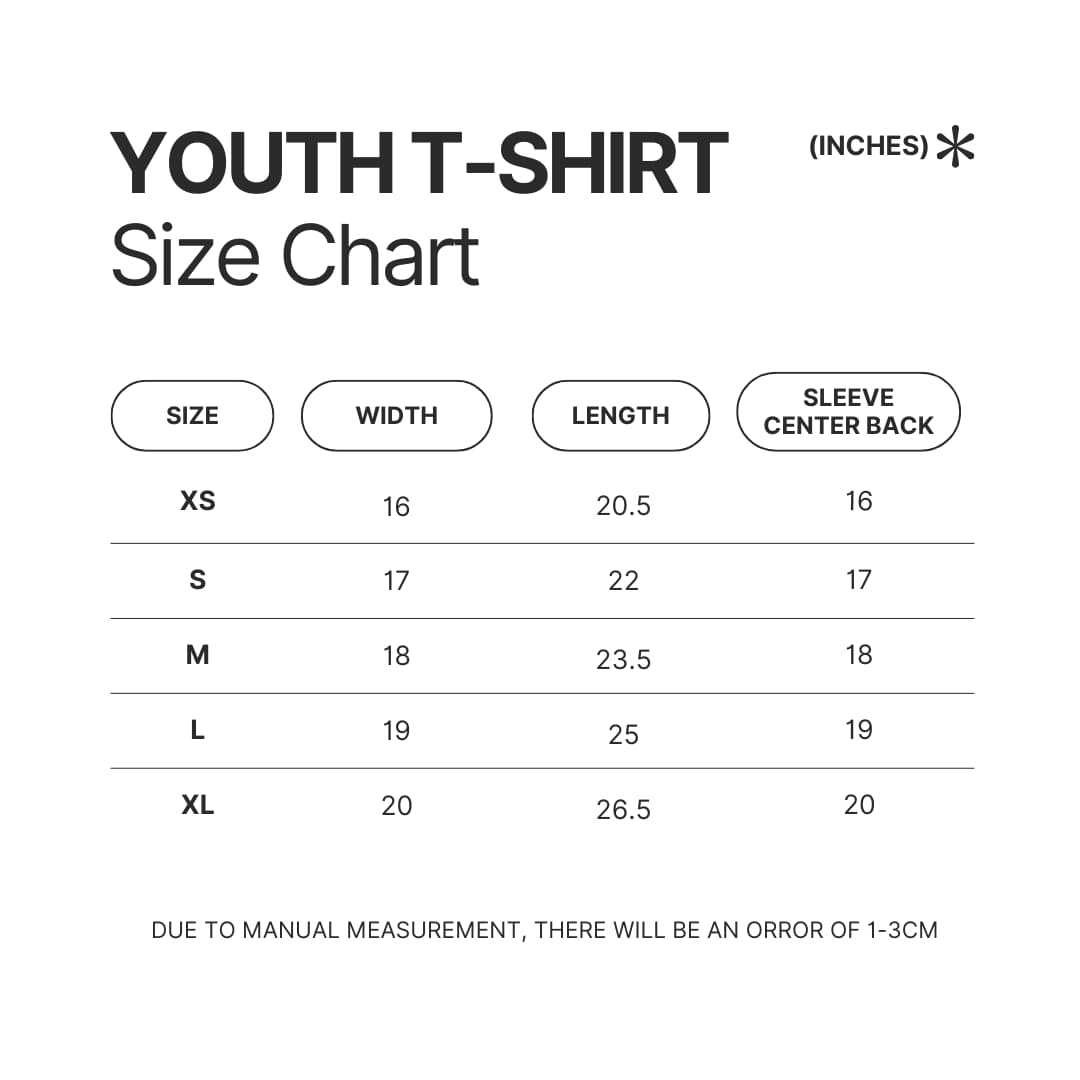 Youth T shirt Size Chart - Saiki K Shop