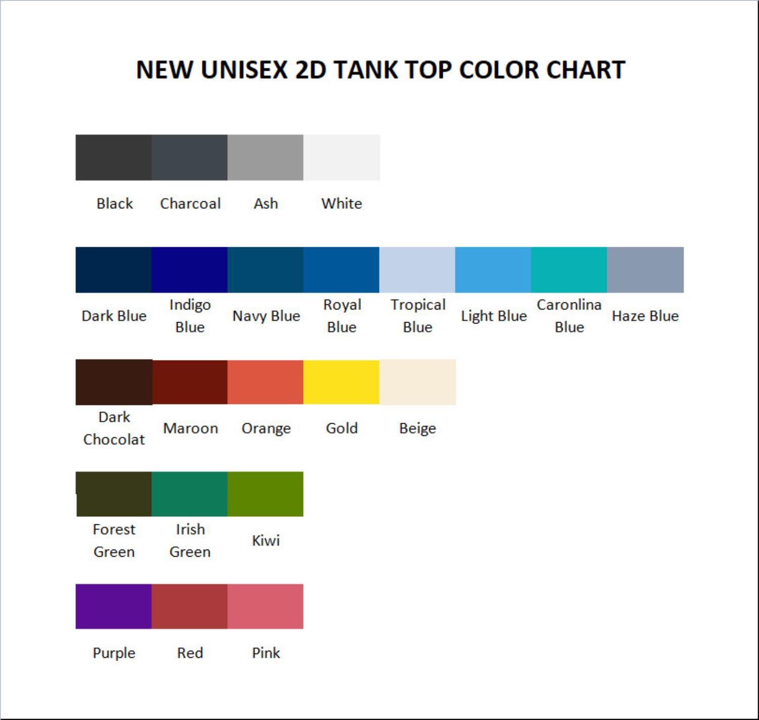 tank top color chart - Saiki K Merch
